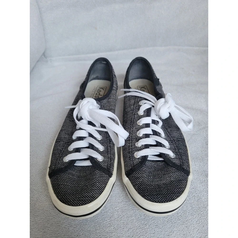 Keds Champion Black White Woven Canvas Low Top Sneakers WF56559 Womens 7 - Picture 1 of 5
